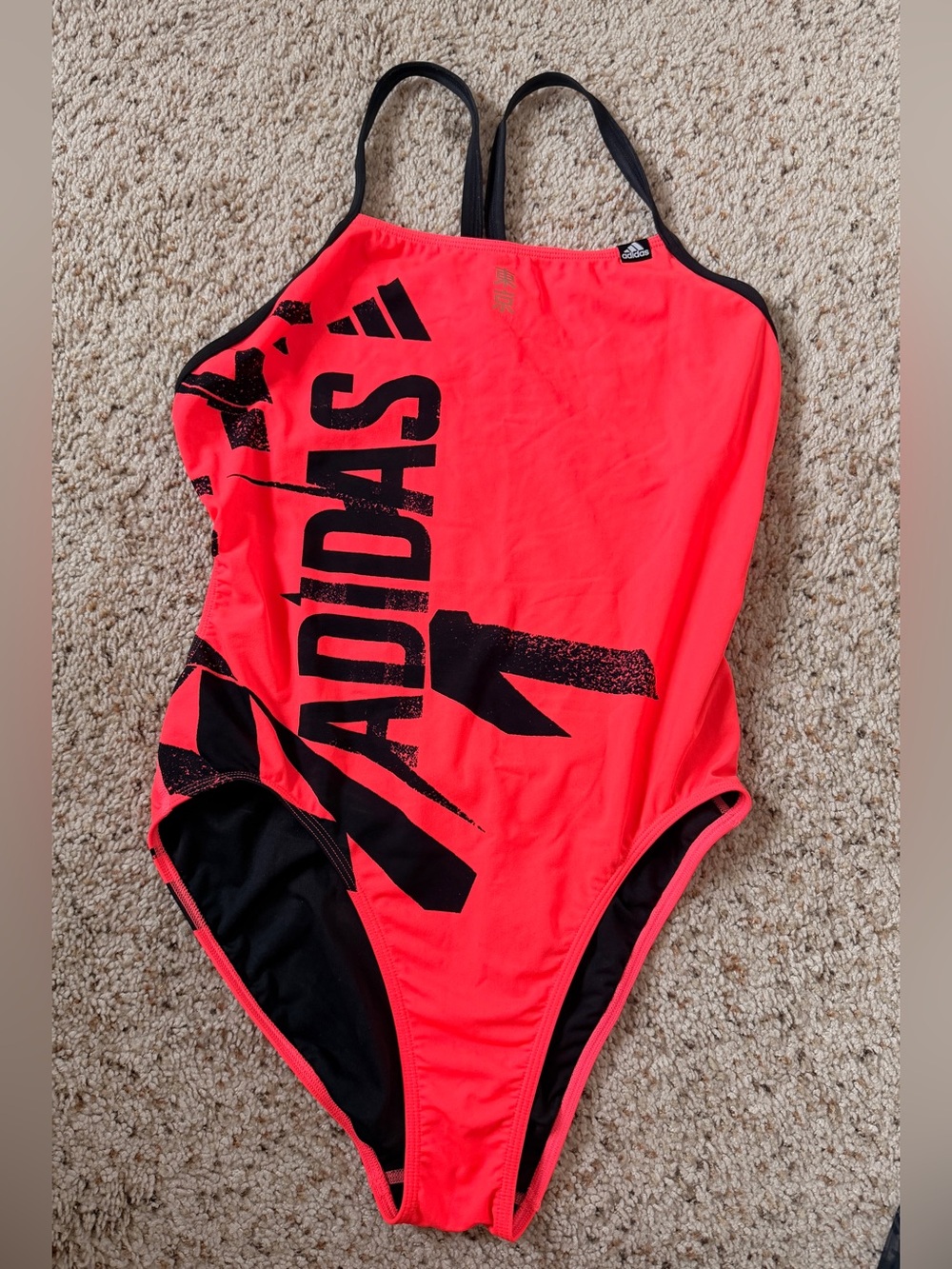 Adidas Neon Pink Graphic One Piece Swimsuit Size 40 Athletic Training Swim